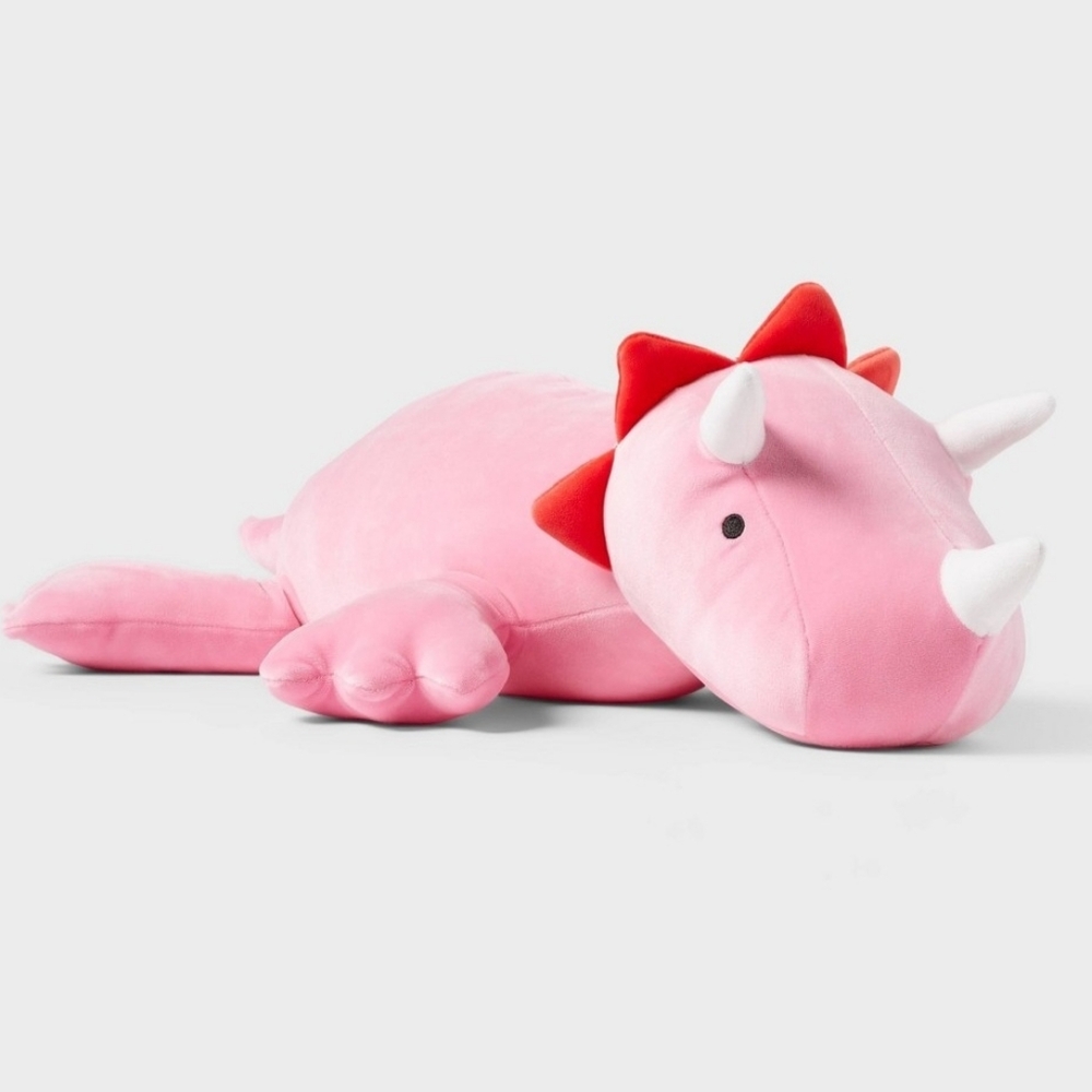Bright Pink Dinosaur Weighted Plush Throw Sensory Pillow - Pillowfort
